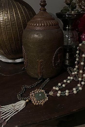 Gold Plated Rose Quartz Pendant Mala