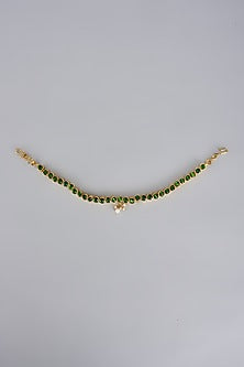 Gold Finish Kemp Stone & Pearl Temple Mathapatti