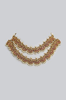 Gold Finish Kemp Stone Temple Necklace