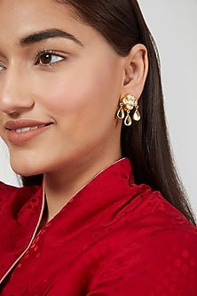 Gold Finish Drop Dangler Earrings