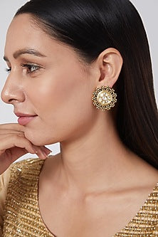 Two Tone Finish Kundan Polki Earrings