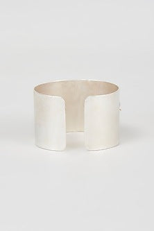 Two Tone Finish Turquoise Stone Cuff
