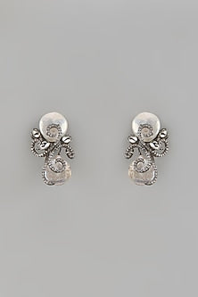White Finish Baroque Pearl & Cubic Zirconium Stud Earrings