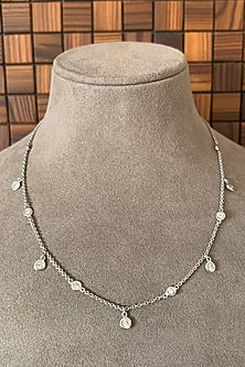 White Finish Chain Necklace With Zirconia In Sterling Silver