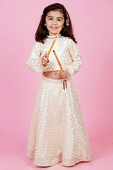 Gold Finish Kundan Polki Meenakari Hand Harness (Set Of 2)