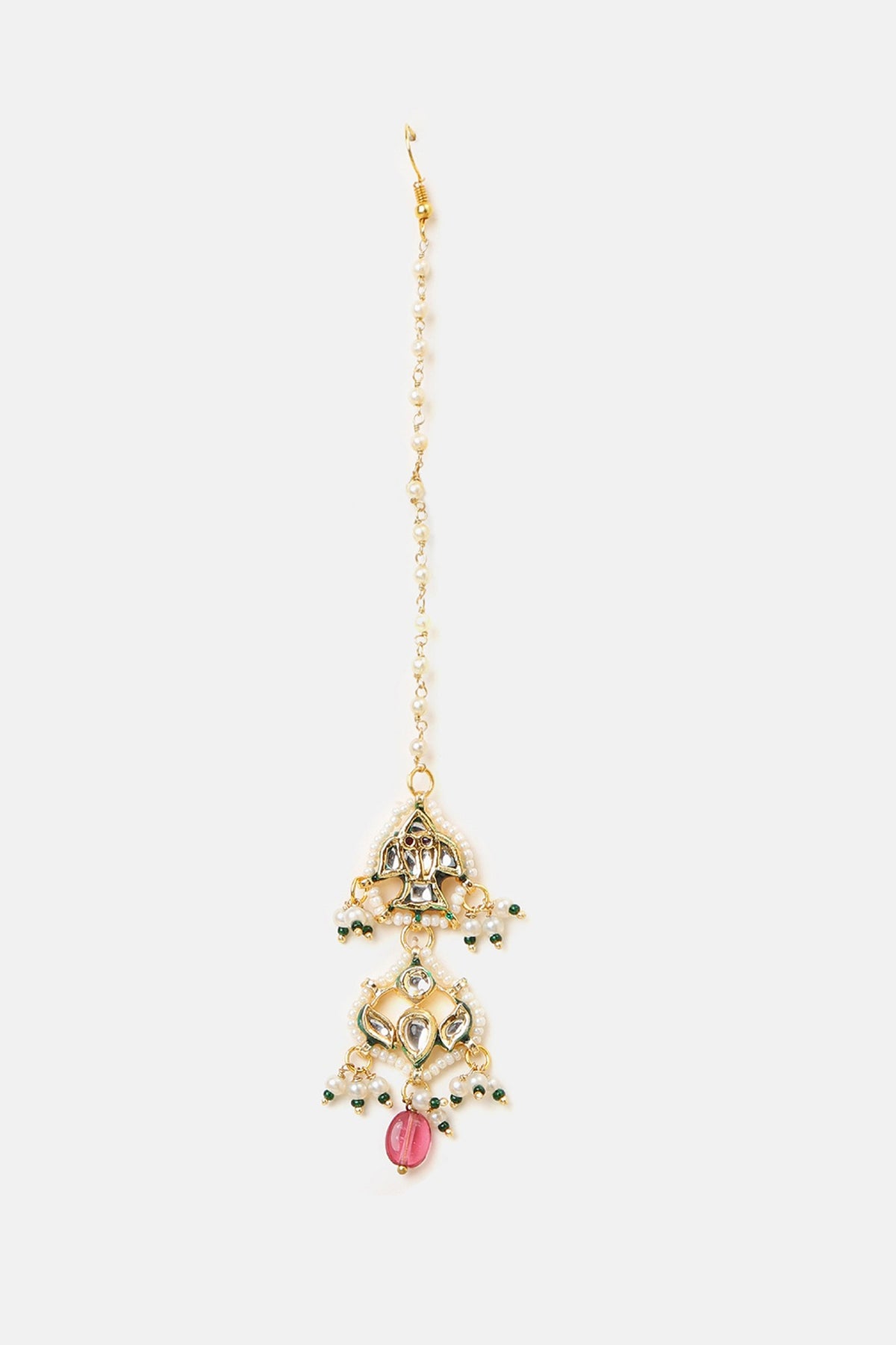 Gold Finish Kundan Polki & Multi-Colored Stone Choker Necklace Set