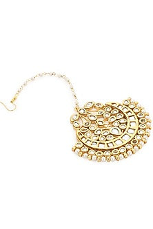 Gold Finish Kundan Polki Maangtikka