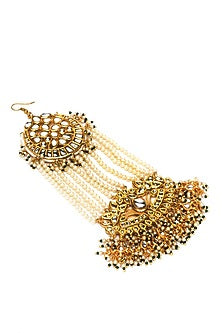Gold Finish Kundan Polki & Beaded Pasa