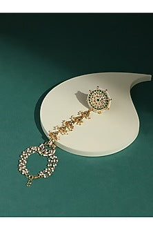 Gold Finish Kundan Polki Hathphool