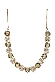 Gold Finish Kundan Polki & Diamond Necklace