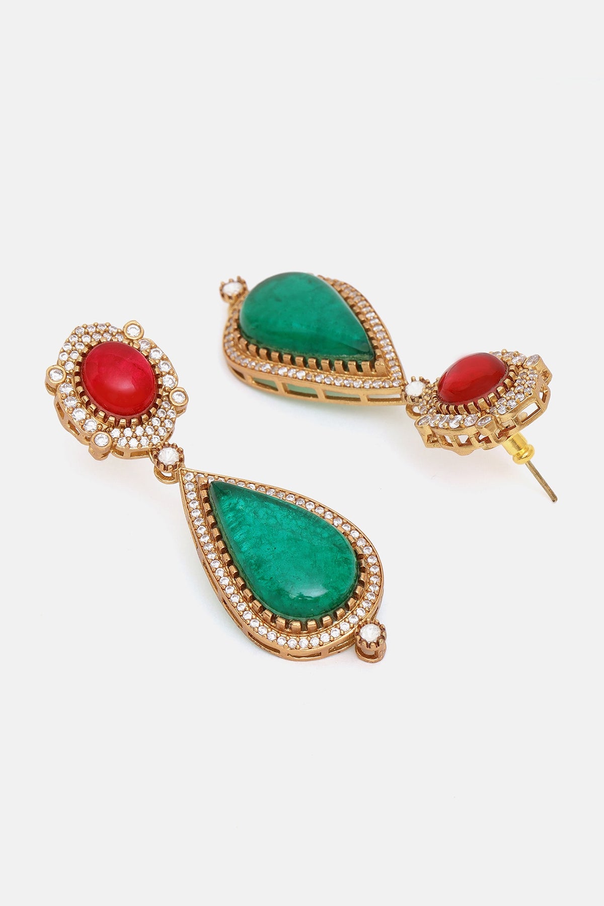 Gold Plated Kundan Polki & Multi-Colored Stone Necklace Set