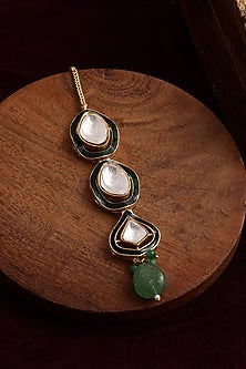 Gold Finish Kundan Polki Maang Tikka