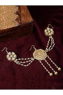 Gold Finish Kundan Polki & Pearl Juda Pin