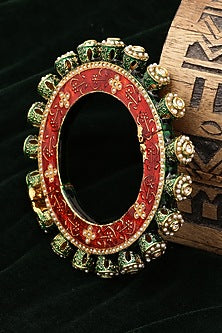 Gold Finish Multi-Colored Kundan Polki Bangle