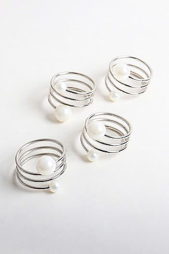 Silver Brass Napkin Rings (Set of 4)
