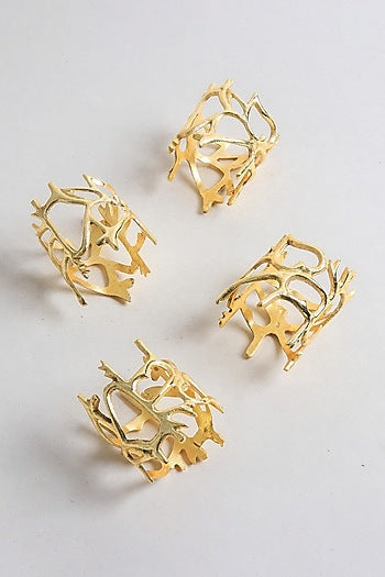 Gold Napkin Rings In Brass (Set of 4)