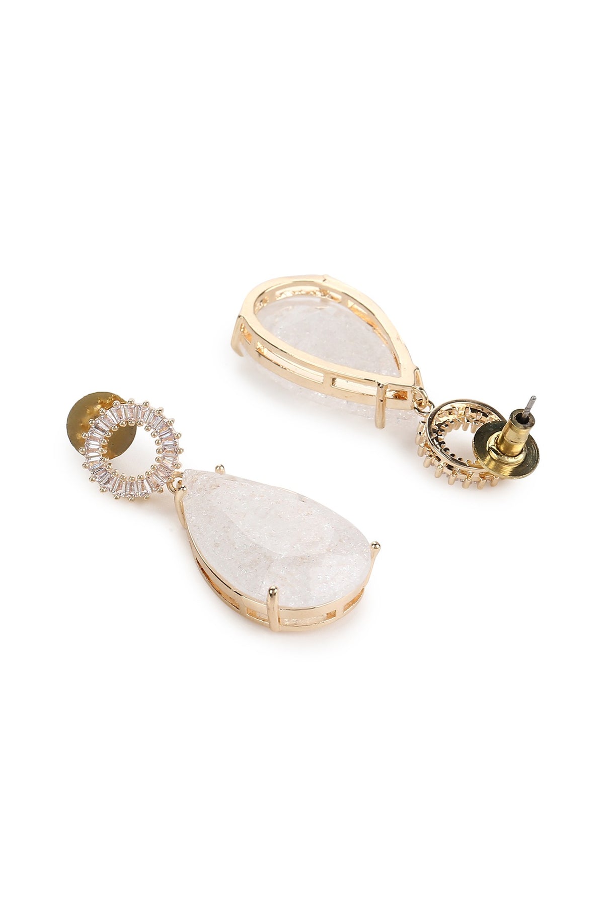 Gold Finish Quartz Dangler Earrings