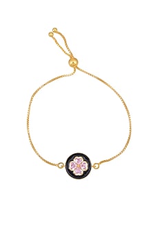 Gold Plated CZ Enamelled Openable Heart Bracelet In Sterling Silver