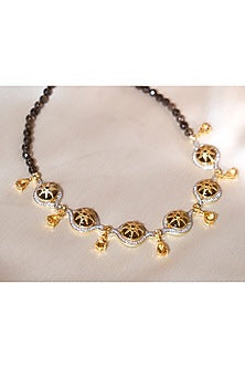 Gold Plated Smoky Quartz Necklace In Sterling Silver