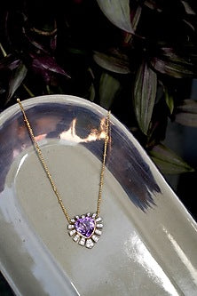 Gold Plated Amethyst Necklace In Sterling Silver