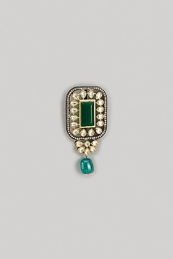 Gold Finish Kundan Polki Brooch