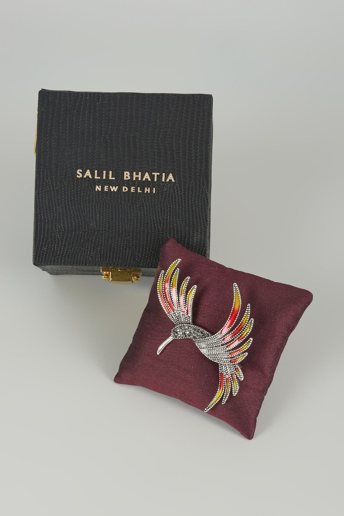 Silver Finish Kingfisher Embellished Brooch
