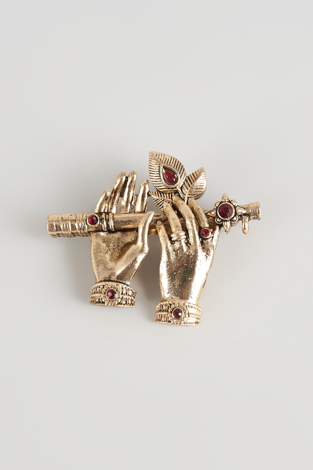 Gold Finish Bansuri Brooch