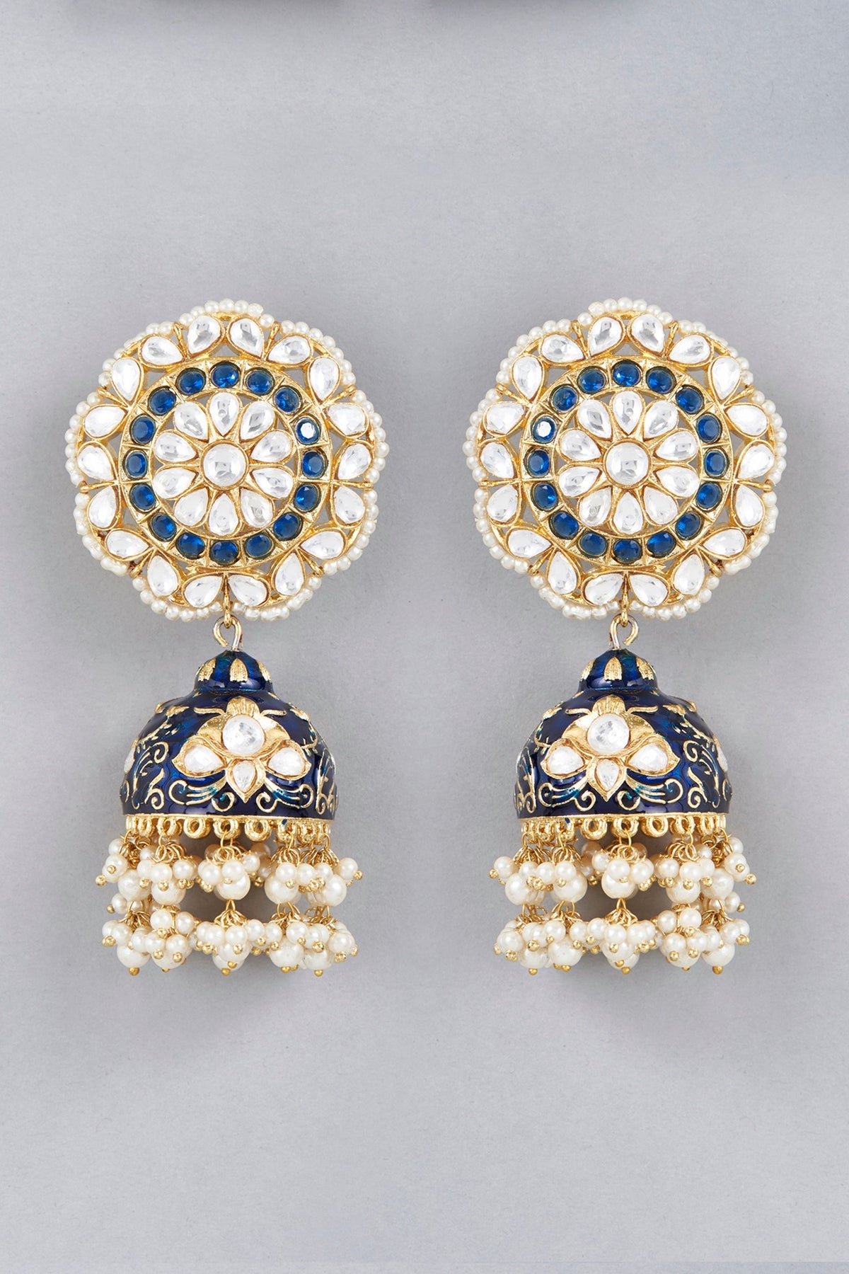 Gold Finish Meenakari Jhumka Earrings