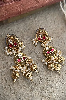Gold Finish Kundan Polki & Ruby Necklace Set