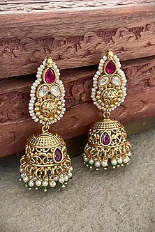 Gold Finish Kundan Polki Necklace Set