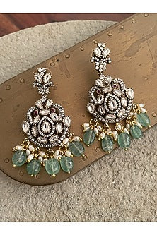 Black Rhodium Finish Jadau Kundan Polki Regal Necklace Set