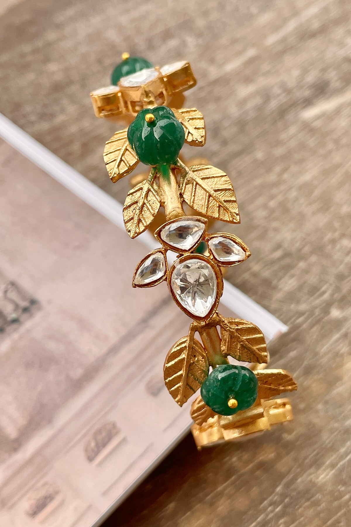 Gold Finish Leaf Motif Bracelet