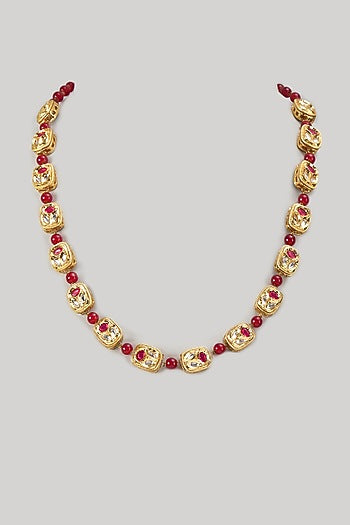 Red Kundan & Pearl Mala