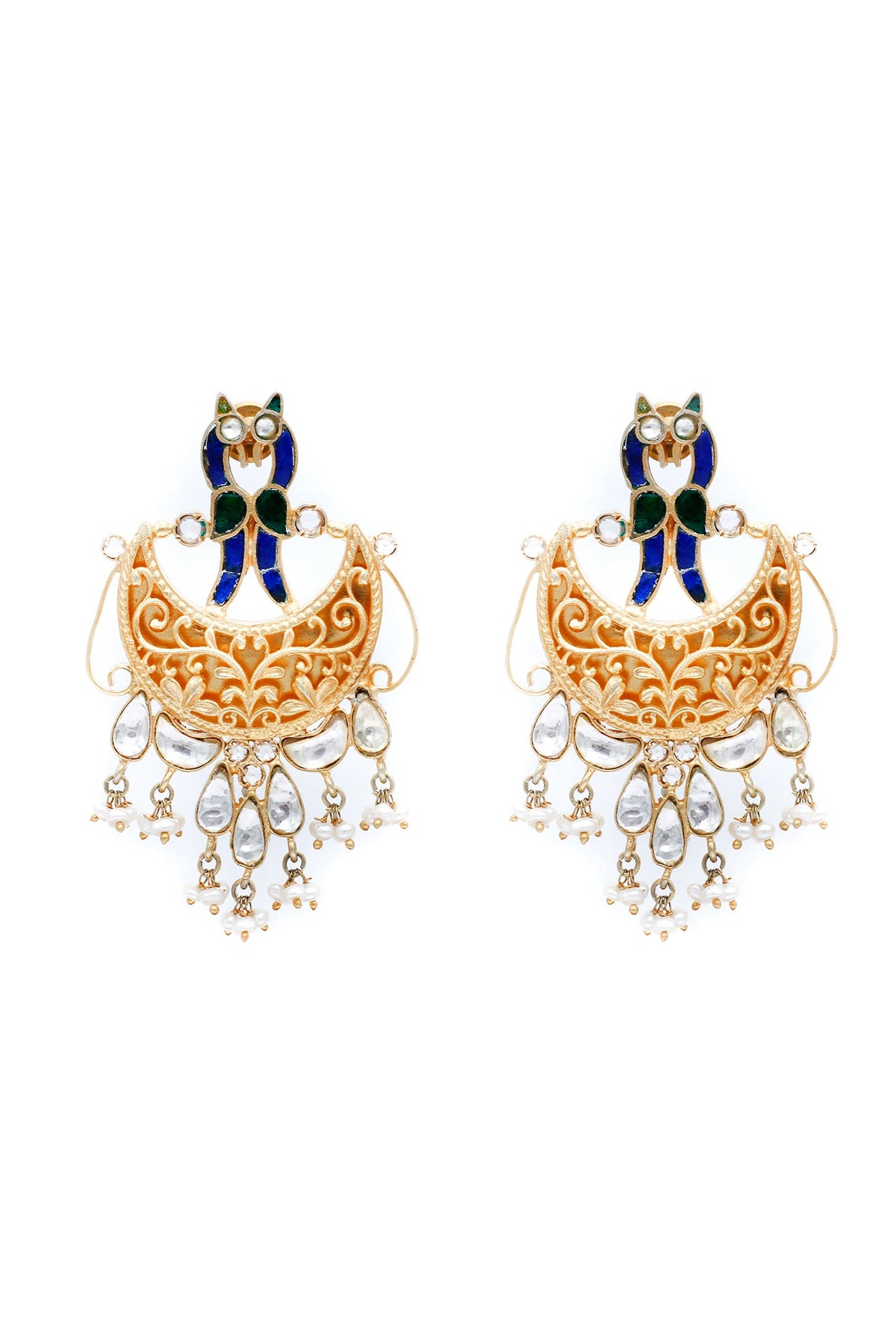 Two-Tone Finish Pearl Dangler Earrings In Sterling Silver