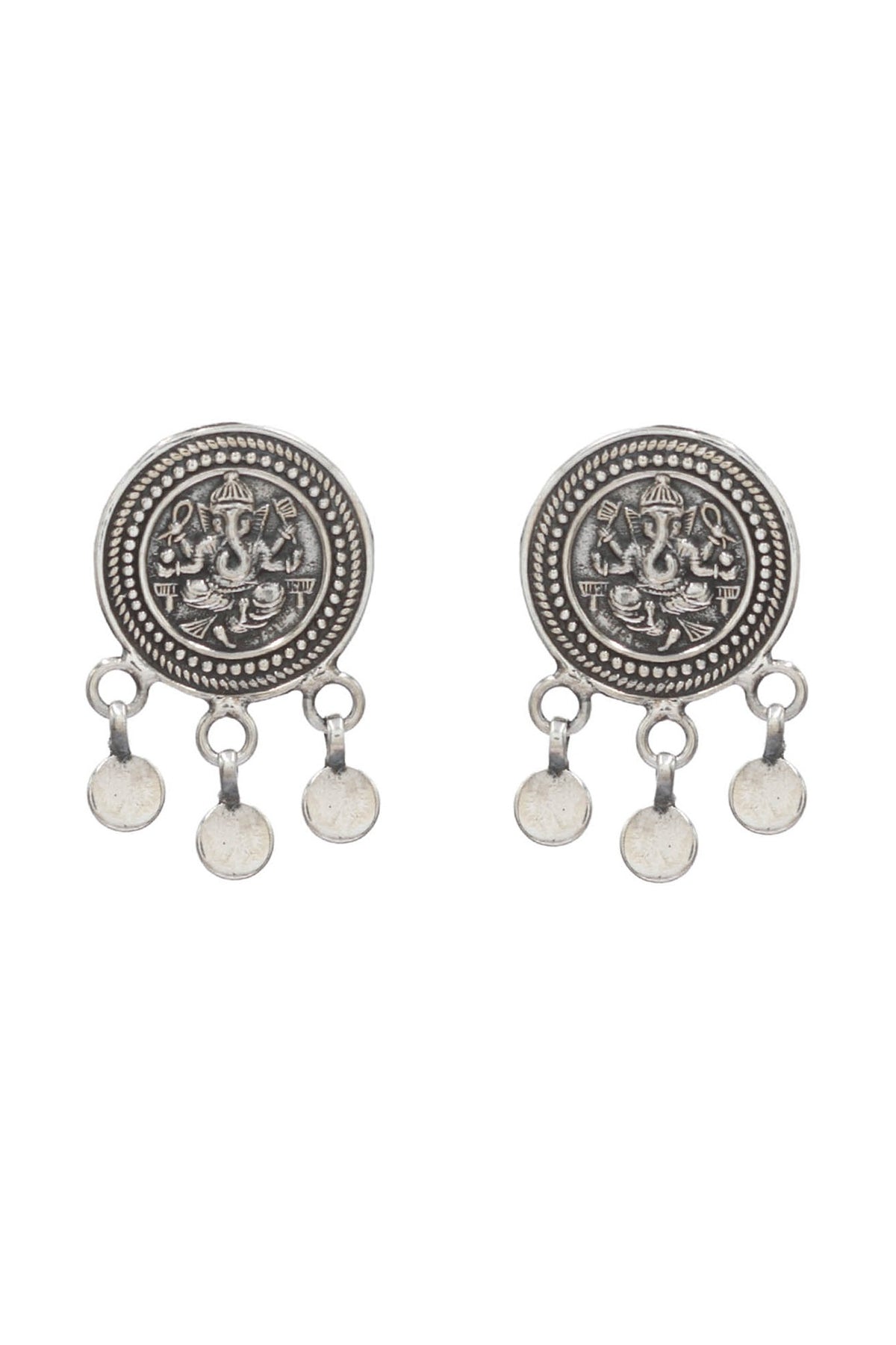 Oxidized Silver Finish Handcrafted Dangler Earrings In Sterling Silver