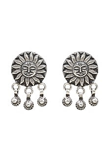 Oxidized Silver Finish Handcrafted Dangler Earrings In Sterling Silver