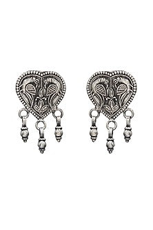 Oxidized Silver Finish Handcrafted Dangler Earrings In Sterling Silver