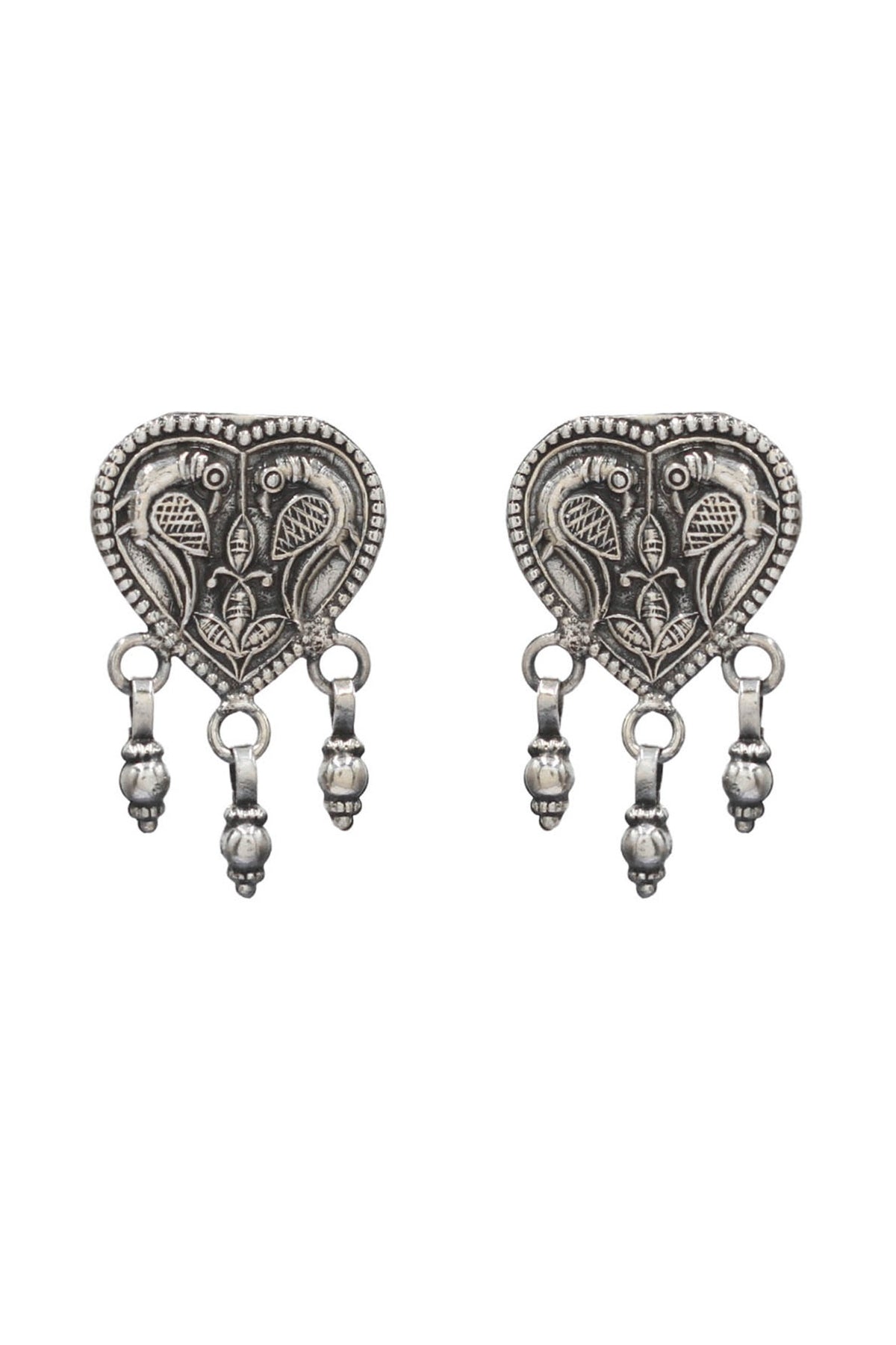 Oxidized Silver Finish Handcrafted Dangler Earrings In Sterling Silver