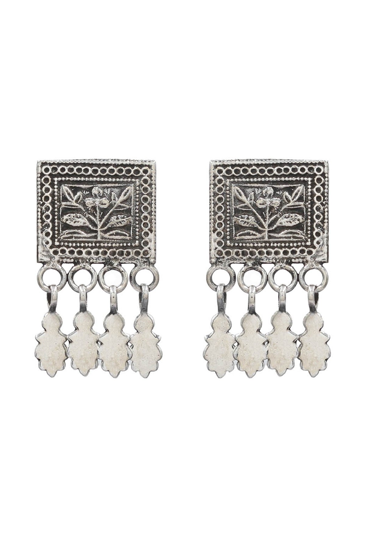 Oxidized Silver Finish Handcrafted Dangler Earrings In Sterling Silver