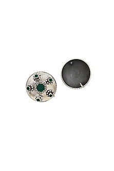 Silver Finish Green Hydro Stone Handcrafted Stud Earrings
