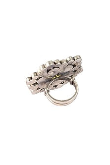 Silver Finish Moissanite Polki Ring In Sterling Silver