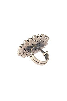 Silver Ruby Floral Handcrafted Ring In Sterling Silver