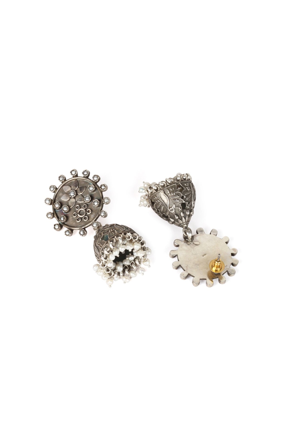 Silver Oxidised Finish Dangler Earrings In Sterling Silver