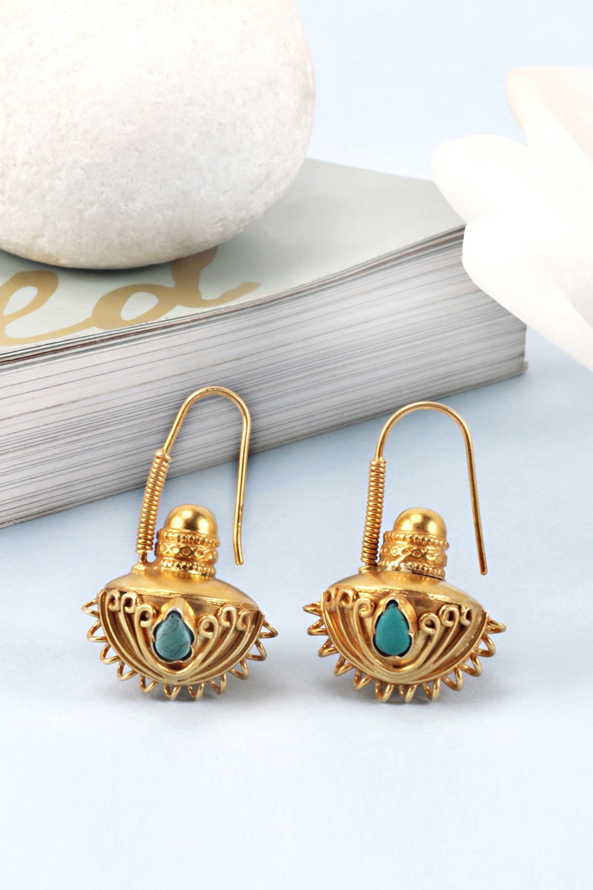 Gold Finish Handcrafted Earrings In Sterling Silver