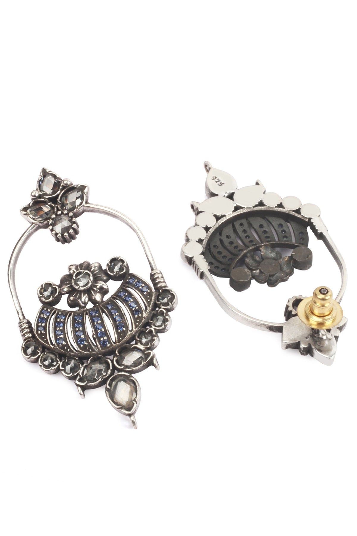 Silver Finish Stud Earrings In Sterling Silver