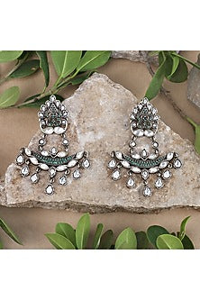 Silver Finish Handcrafted Dangler Earrings In Sterling Silver