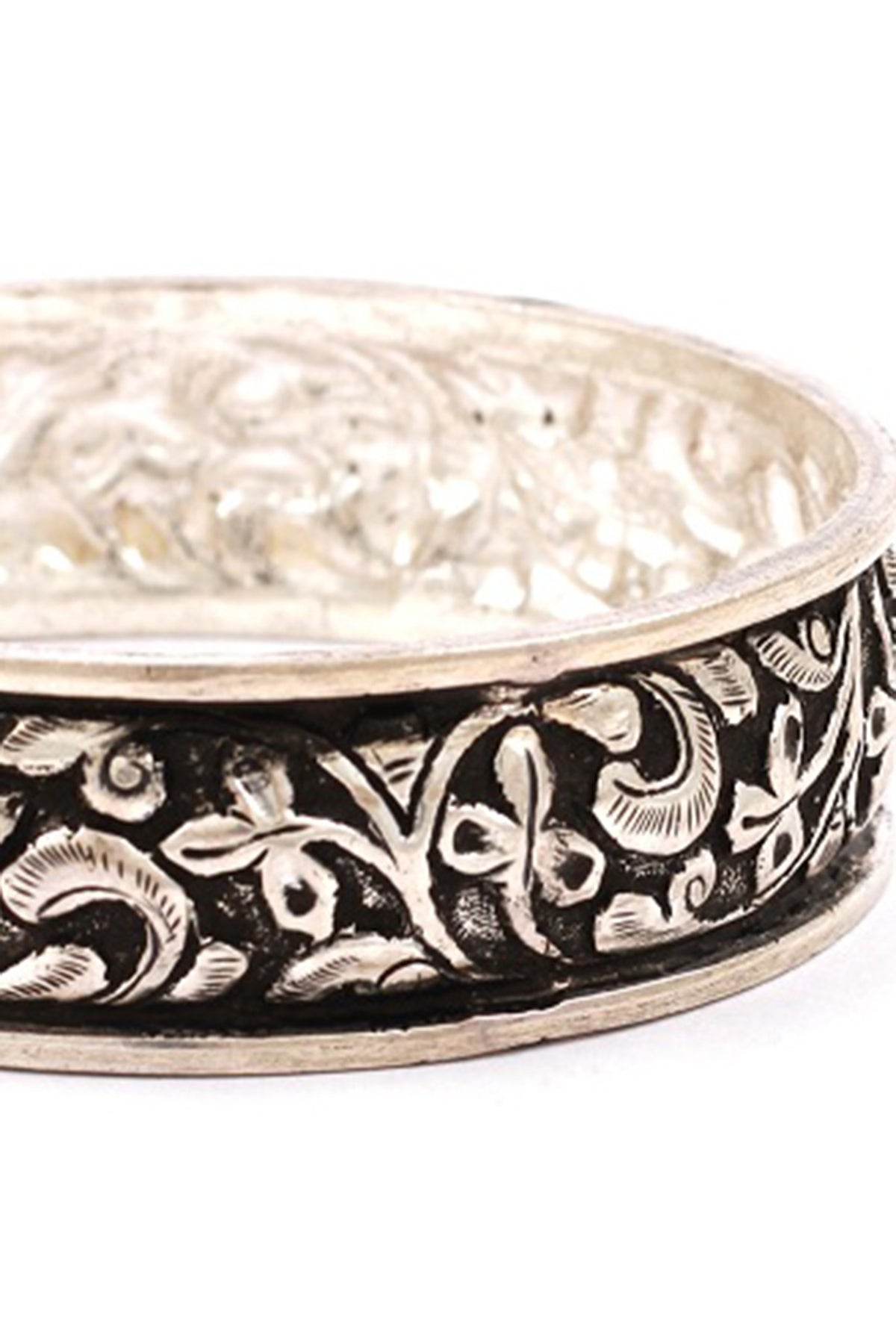 Silver Handcrafted Engraved Bracelet In Sterling Silver