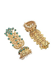 Gold Finish Handcrafted Dangler Earrings In Sterling Silver