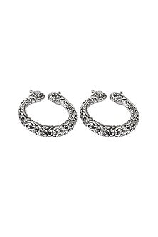Silver Handcrafted Bacelets In Sterling Silver (Set of 2)