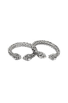 Silver Handcrafted Bacelets In Sterling Silver (Set of 2)